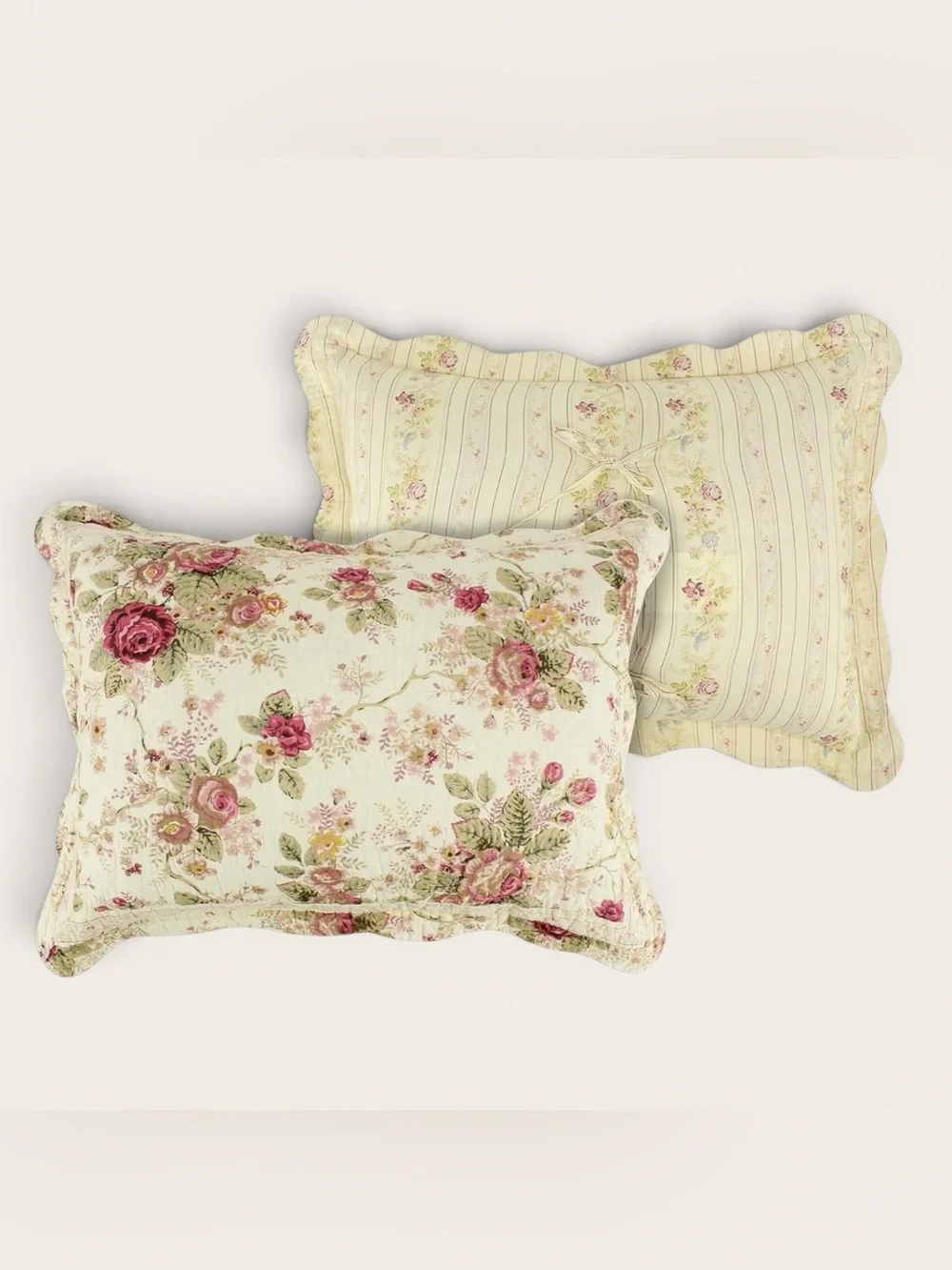NEW Anthro White Red Floral Cream Queen King Quilt Bedspread Bedding & Sham Set